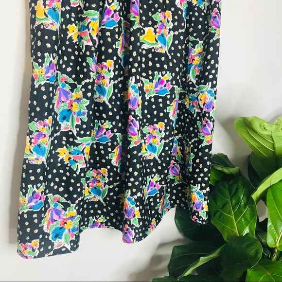 VTG Retro High Waisted Midi Length Floral Skirt - Picture 4 of 5